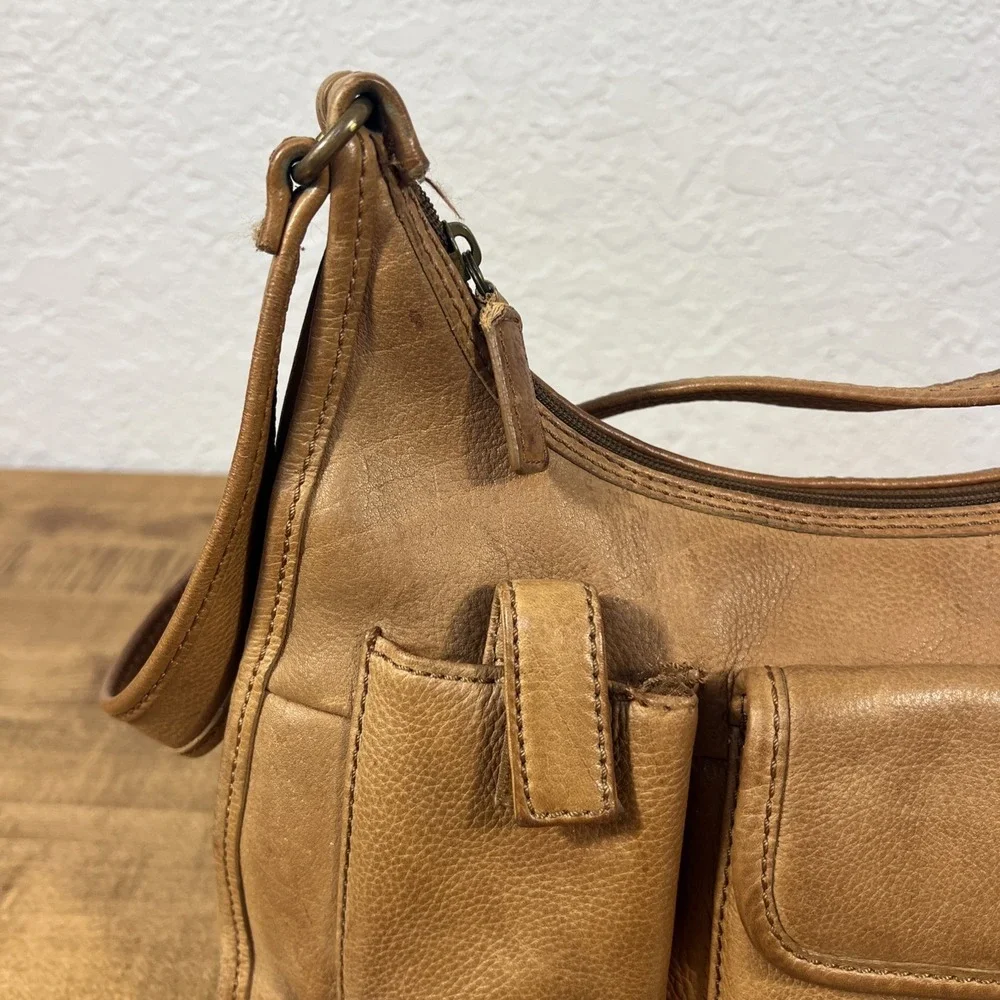 Vintage Fossil 1954 Genuine Leather Purse Shoulder Handbag Tan #75082
